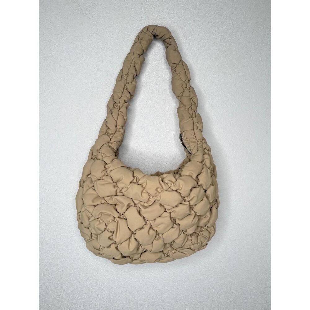 Babaton Aritzia Purse Curator Wicker Tan Bag Quilted Pillowy puffer Modern hobo